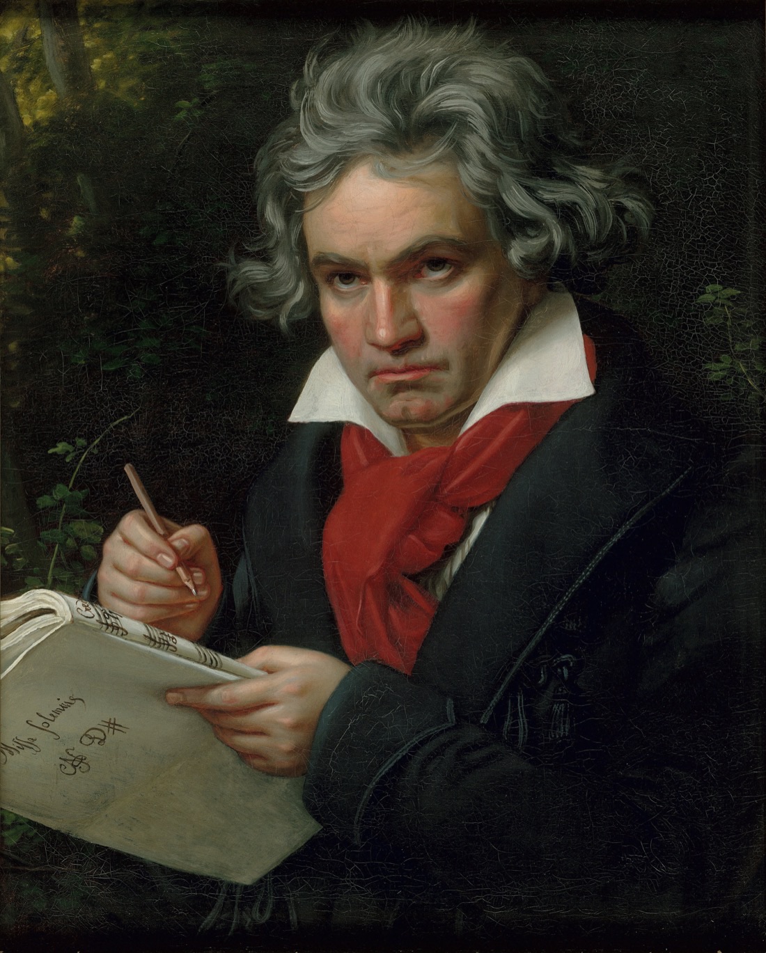 Ludwig van Beethoven with the manuscript of the Missa solemnis