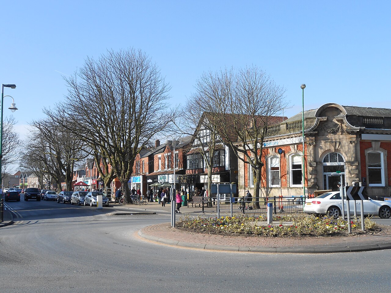 Formby town centre in Merseyside, the village where a dispute over whether a pair of gates should stand open or shut reached the High Court.